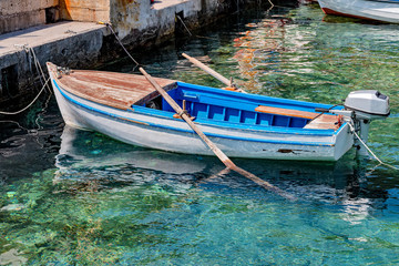 Fototapeta na wymiar Fishing boat with a motor. The Mediterranean
