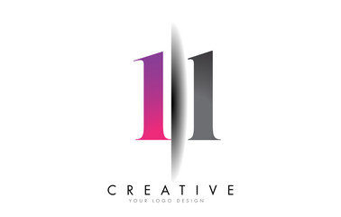 11 1 1 Number Logo with Creative Shadow Cut Design.