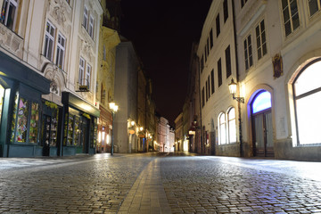 Fototapeta na wymiar Downtown of Prague at night (near Old Town Square), Czech Republic