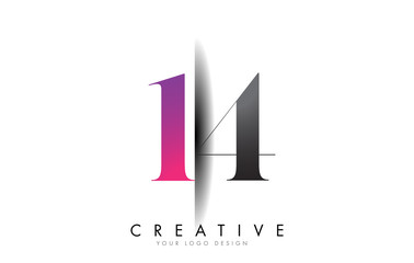 14 1 4 Number Logo with Creative Shadow Cut Design.