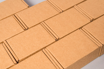 Set of brown cardboard boxes, textured, background
