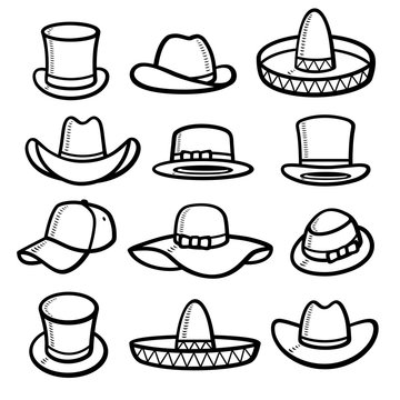 Hats collection set. Collection icon hat. Vector