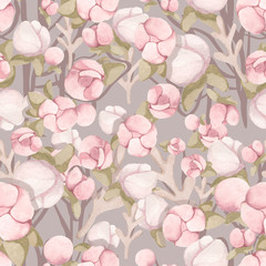 floral seamless pattern.  Modern Design. flowers; petals; leaves and branches on the flat background