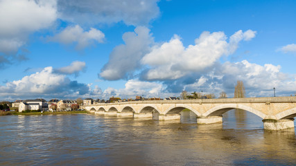 Fototapeta na wymiar Pont du Maréchal Leclerc over the Loire River in Amboise, France