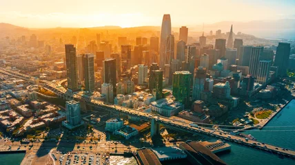 Foto auf Acrylglas Downtown San Francisco aerial view of skyscrapers © Tierney