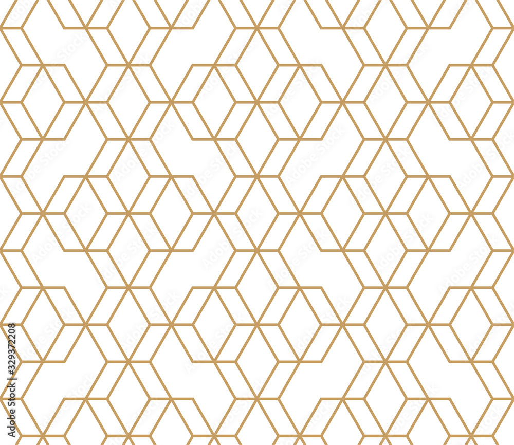 Wall mural seamless vector minimal pattern with gold octagons