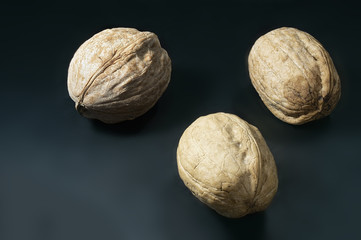 Walnut on a blue background