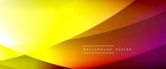 Naklejka premium Wave liquid style lines with shadows and light on gradient background. Trendy simple fluid color gradient abstract background with dynamic straight shadow line effect