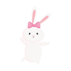 cute rabbit female animal isolated icon vector illustration designicon