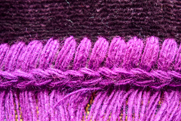 Purple Color Wool Threads Twisted Detailed Design Close Up Background 