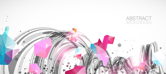 Abstract swirling colored background for design works. Futuristic geometric composition.