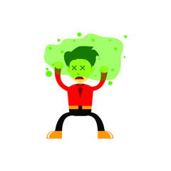 vector illustration of cartoon characters attacked by fine dust particles of virus, staying healthy guarding against virus attacks.