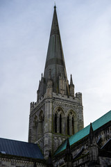 Fototapeta na wymiar The spire of chichester cathedral, West sussex, A British cathedral built in 1075