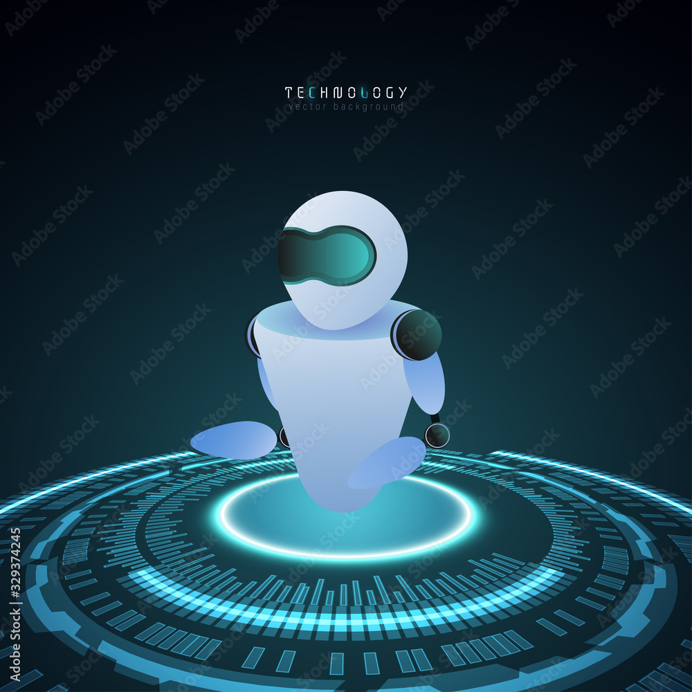 Poster blue futuristic robot model technology abstract vector background,ai artificial intelligence model t