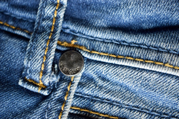 Blue Wragler Denim jeans button Close-up Background Image
