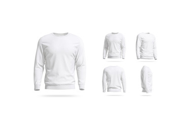 Blank white casual sweatshirt mock up, different views
