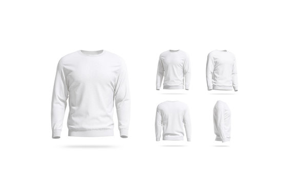 Blank White Casual Sweatshirt Mock Up, Different Views