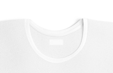 Blank white t-shirt collar with rectangular label mock up