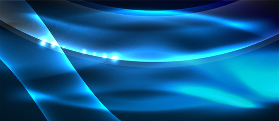 Abstract background. Shiny design neon waves with light effects, techno trendy design. Vector Illustration For Wallpaper, Banner, Background, Card, Book Illustration, landing page