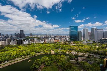 Fototapeta premium Osaka, Japan View from the Osaka Castle in springtime.