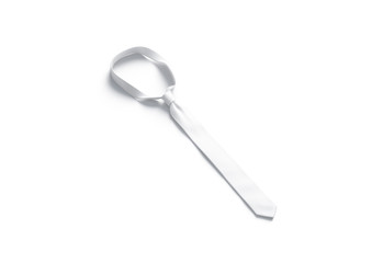 Blank white classic neck tie mockup, side view