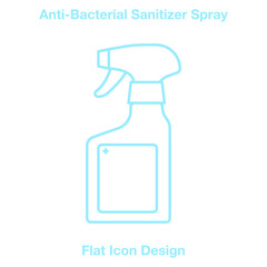 Anti-Bacterial Sanitizer Spray, Hand Sanitizer Dispenser, infection control concept. Sanitizer to prevent colds, virus, Coronavirus, flu. Spray bottle. Alcohol spray. Flat icon design.