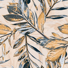 Fototapety  Leaves seamless pattern. Watercolor illustration.