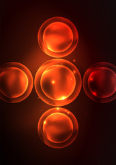 Glowing neon shiny transparent bubbles, glass circles or bio cell concept. Techno futuristic vector abstract background For Wallpaper, Banner, Background, Card, Book Illustration, landing page