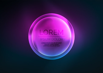 Glowing neon shiny transparent bubbles, glass circles or bio cell concept. Techno futuristic vector abstract background For Wallpaper, Banner, Background, Card, Book Illustration, landing page