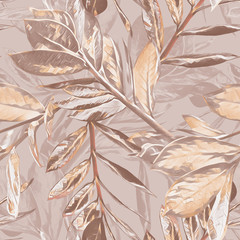 Leaves seamless pattern. Watercolor illustration.