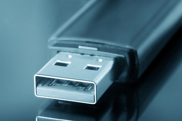 USB Flash Drive closeup. Personal Information Cyber Security Concept
