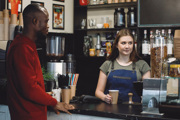 African man in a cafe.