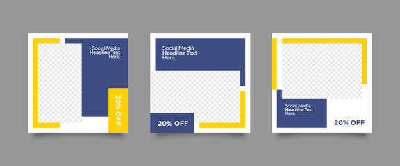 Square web banners for social media. Post layout templates.