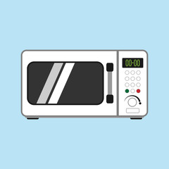 Isolated microwave oven with timer. Flat vector illustration.