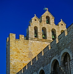 View of the historic church of Saintes Maries de la Mer in the Camargue