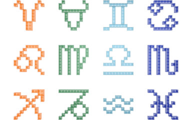All zodiac signs colored transparent