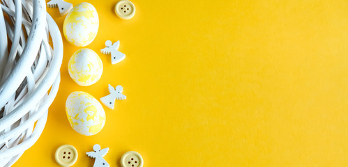 Yellow eggs and buttons.