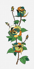 Retro color rose vector illustration