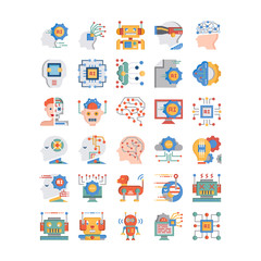 Artificial Intelligence futuristic technology flat icon design, vector and illustration 