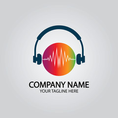 Headphone DJ, Music Studio Recording, Soundwave Logo Design Inspiration