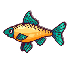 Fish cartoon colorful vector icon