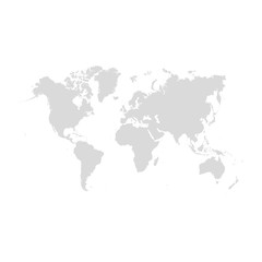 Fototapeta na wymiar Highly detailed flat gray vector world map isolated on the white background. Template for web site, iconographics.