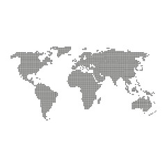 Fototapeta na wymiar Dotted world map on white back