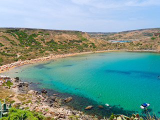 Bay by the Riviera Beach (Ghajn Tuffieha). Malta.