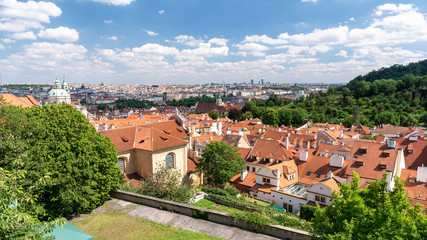 Fototapeta na wymiar Panoramic View Of Rooftops From Prague, Czech Republic
