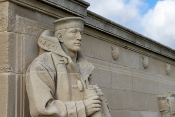 The statues of sailors at the naval war memorial in Southsea, Portsmouth UK