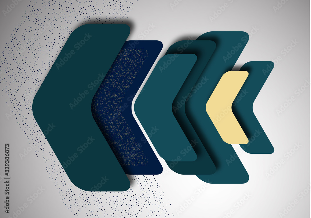 Aufkleber bright abstract rounded arrows with shadows and dots overlap each other. trendy simple dynamic templ