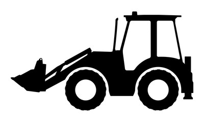 Tractor silhouette on a white background. Vector illustration.