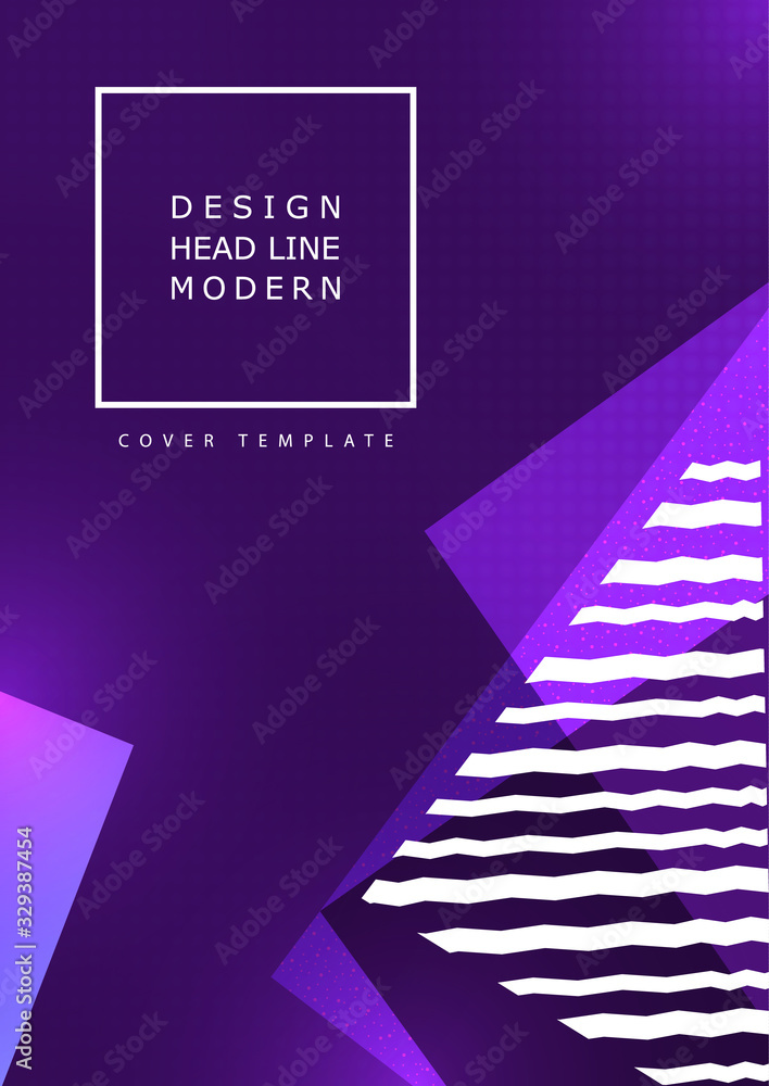 Poster abstract geometric composition with triangles and decorative wavy lines, dots. modern tech backgroun