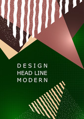 Abstract geometric composition with triangles and decorative wavy lines, dots. Modern tech background for your design.